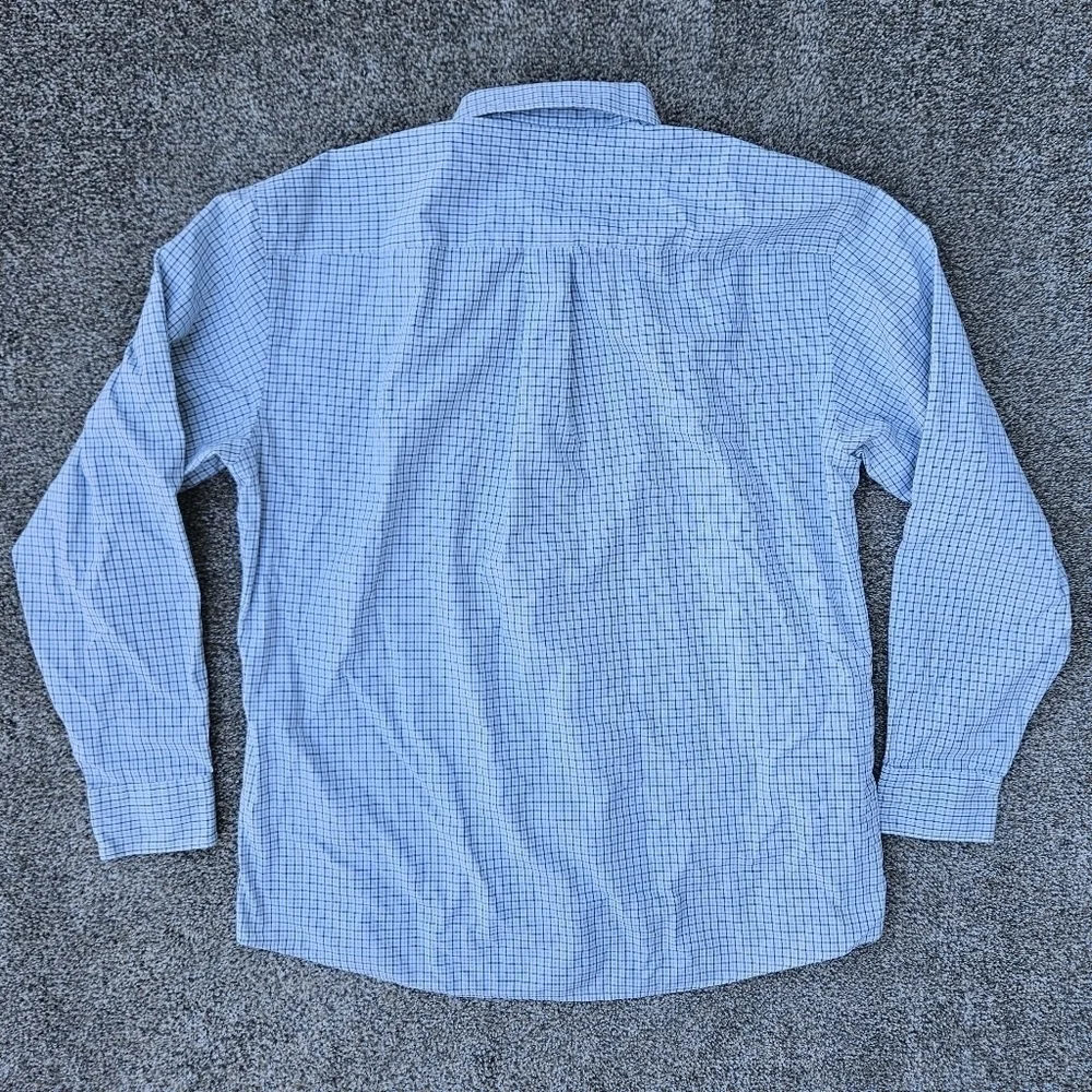 J Crew 80s 2 Ply Cotton LS Button Down Blue White Plaid Shirt Mens Large 16-16.5